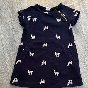 GAP Navy Dress with Llama Pattern and Zipper Accent
